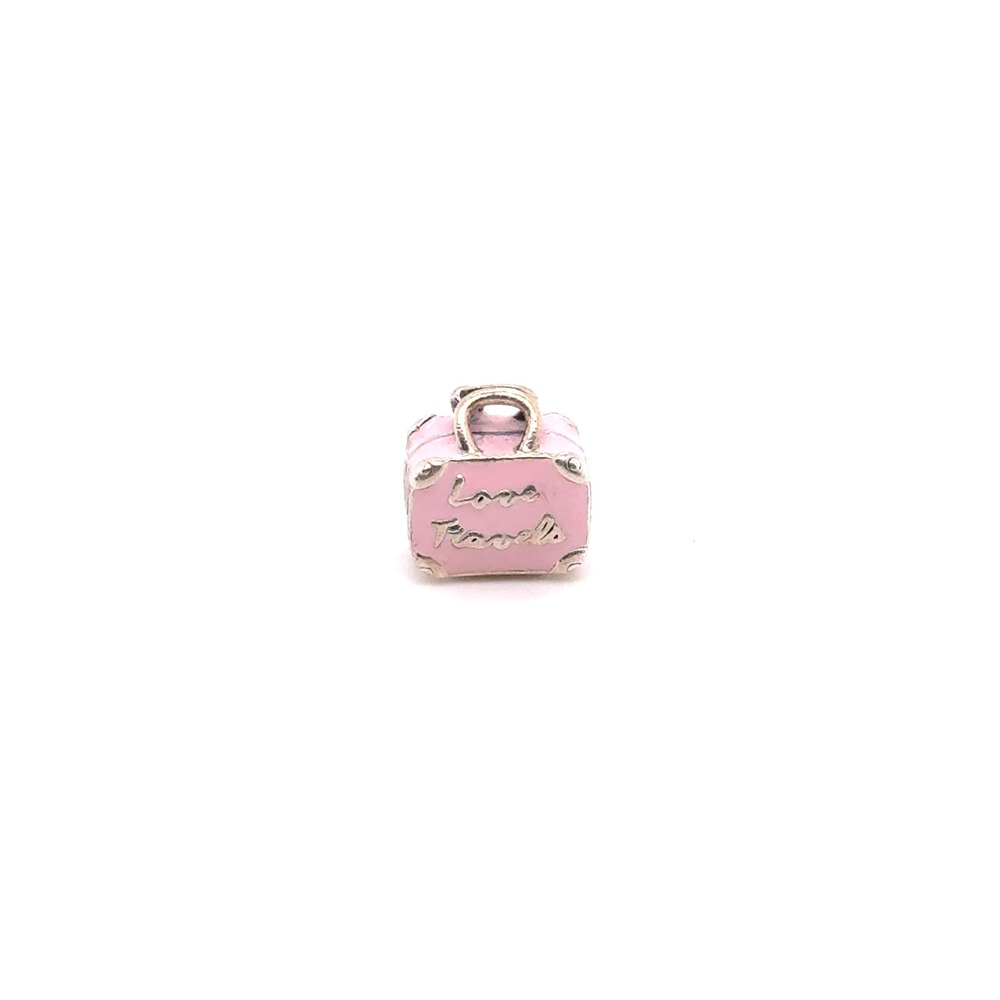 Pandora Pink Enamel Love Travels Suitcase Charm Sterling Silver S925 ALE 797202